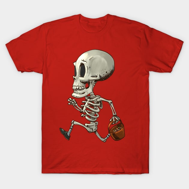 Halloween skeleton kid trick or treat T-Shirt by Carlos CD